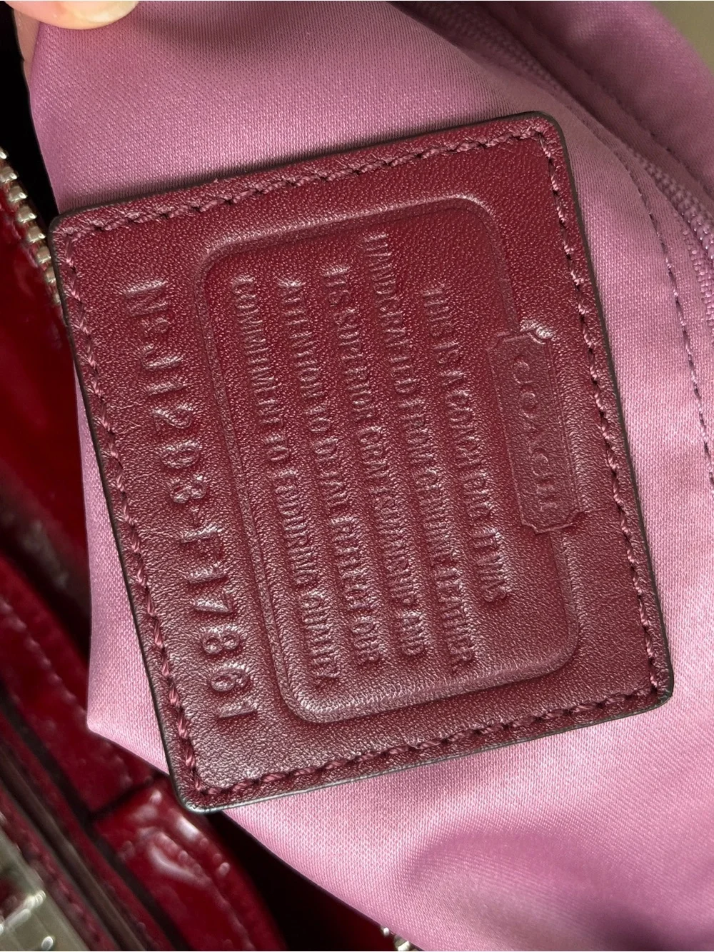 COACH Chelsea F17861 Crimson Red Patent Leather Shoulder Bag Silver Hardware